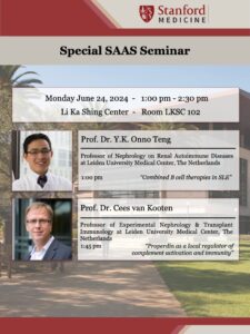 Immunology & Rheumatology Special SAAS Seminar: "Combined B cell Therapies in SLE" and "Properdin as a Local Regulator of Complement Activation and Immunity" @ Li Ka Shing Center Room 102